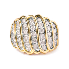 Load image into Gallery viewer, 14K Yellow Gold Plated .925 Sterling Silver 2.00 Cttw Diamond Multi Row Band Ring (J-K Color, I1-I2 Clarity) - Ring Size 7
