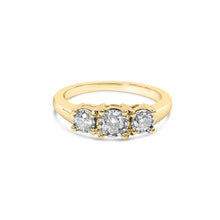 将图片加载到图库查看器，10K Yellow Gold 1/2 Cttw Miracle Set Round Diamond Three Stone Illusion Plate Ring (I-J Color, I2-I3 Clarity) - Size 7

