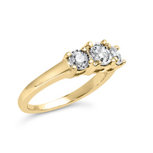 将图片加载到图库查看器，10K Yellow Gold 1/2 Cttw Miracle Set Round Diamond Three Stone Illusion Plate Ring (I-J Color, I2-I3 Clarity) - Size 7
