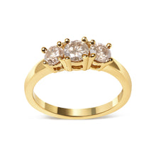 Load image into Gallery viewer, 10K Yellow Gold 1.00 Cttw Champagne Diamond 3-Stone Band Ring (J-K Color, I1-I2 Clarity)  - Size 7
