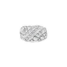 Load image into Gallery viewer, .925 Sterling Silver 1/3 Diamond 6 Stone Rectangle Nugget Gents Ring - Size 10
