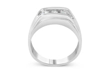 Load image into Gallery viewer, Men's .925 Sterling Silver 1/3 Cttw Diamond Channel Set 3 Stone Ring Band (I-J Color, I3 Clarity) - Ring Size 10
