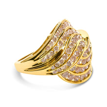 Load image into Gallery viewer, 10K Yellow Gold 2.0 Cttw Channel Set Diamond Cocktail Swirl Band Ring (K-L Color, I1-I2 Clarity) - Ring Size 7

