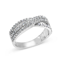 将图片加载到图库查看器，10K White Gold 3/4 Cttw Princess Natural Diamond Split Shank and Weave Band Ring (H-I Color, SI1-SI2 Clarity) - Ring Size 7
