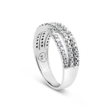 将图片加载到图库查看器，10K White Gold 3/4 Cttw Princess Natural Diamond Split Shank and Weave Band Ring (H-I Color, SI1-SI2 Clarity) - Ring Size 7
