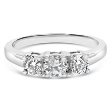 Load image into Gallery viewer, 14K White Gold  3/4 Cttw Lab Grown Diamond 3 Stone Ring Band (F-G Color, VS2-SI1 Clarity)- Size 7
