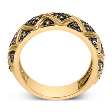 Load image into Gallery viewer, 10K Yellow Gold Plated .925 Sterling Silver 3/8 Cttw Champagne Diamond Geometric Style Band Ring - Size 7
