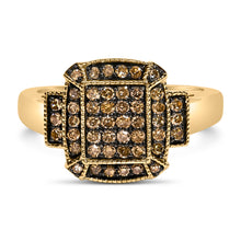 Load image into Gallery viewer, 10K Yellow Gold Plated .925 Sterling Silver 1/2 Cttw Champagne Diamond Step Up Ring - Size 7
