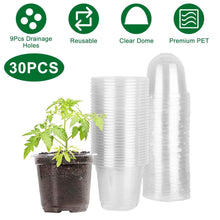 Load image into Gallery viewer, 30-Pieces: Plant Nursery Pots PET Flower Seed Starting Pots Container with Dome Drainage Holes
