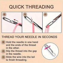 Load image into Gallery viewer, 30-Pieces: Self-Threading Random Sizes Needles with Wooden Storage Tube

