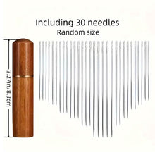 Load image into Gallery viewer, 30-Pieces: Self-Threading Random Sizes Needles with Wooden Storage Tube
