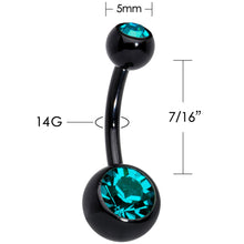 将图片加载到图库查看器，Black Zircon Double Gem Anodized Titanium Belly Ring
