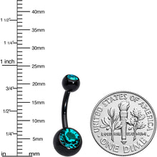 将图片加载到图库查看器，Black Zircon Double Gem Anodized Titanium Belly Ring
