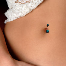 将图片加载到图库查看器，Black Zircon Double Gem Anodized Titanium Belly Ring
