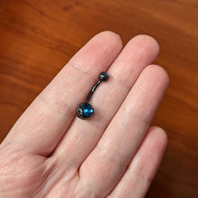将图片加载到图库查看器，Black Zircon Double Gem Anodized Titanium Belly Ring
