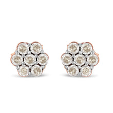 Load image into Gallery viewer, 10K Rose Gold Diamond Floral Stud Earrings (0.5 cttw, J-K Color, I1-I2 Clarity)
