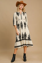 Load image into Gallery viewer, Vintage Cream Printed Midi Dress Timeless &amp; Elegant Dress For Women Classic Design Dress
