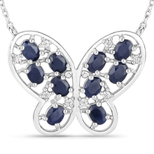 Load image into Gallery viewer, 2.16 Carat Genuine Blue Sapphire and White Zircon .925 Sterling Silver Necklace
