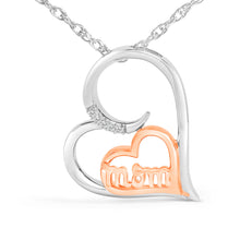 Load image into Gallery viewer, 14K Rose Gold Plated Sterling Silver Diamond Accent Mom Heart Pendant Necklace
