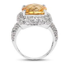 Load image into Gallery viewer, 7.95 Carat Genuine Citrine and White Topaz .925 Sterling Silver Ring
