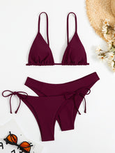 Load image into Gallery viewer, Essential Edge 3-Piece Bikini Set for Women – Solid Color High-Cut Triangle Top Two-Style Bottoms with Side Lace-Up Design &amp; Quick-Drying Comfort – Versatile Women's Swimwear for Summer Pool Beach &amp; Travel
