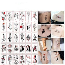 Load image into Gallery viewer, 30pcs Temporales Sexy Fake Tattoo For Hands Arm Body Waterproof Luxury Different Small Colorful Stylish Womens Kids Tattoos
