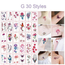 Load image into Gallery viewer, 30pcs Temporales Sexy Fake Tattoo For Hands Arm Body Waterproof Luxury Different Small Colorful Stylish Womens Kids Tattoos
