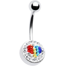 Load image into Gallery viewer, Crystal Paved Rainbow Pride Heart Belly Ring
