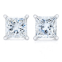 Load image into Gallery viewer, 14K White Gold 1.00 Cttw Princess-Cut Square Near Colorless Diamond Classic 4-Prong Solitaire Stud Earrings (G-H Color, SI1-SI2 Clarity)
