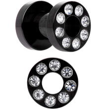 Load image into Gallery viewer, 4G Black Anodized Clear Gem Go Glam Screw Fit Tunnel Plug Set
