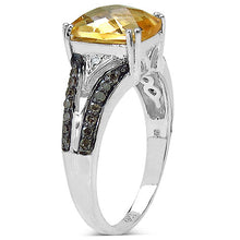 Load image into Gallery viewer, 2.82 Carat Genuine Citrine, Champagne Diamond &amp; White Diamond .925 Sterling Silver Ring
