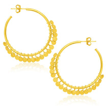 将图片加载到图库查看器，14k Yellow Gold Hoop Style Earrings with Dangling Sequins
