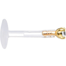 Load image into Gallery viewer, 14k Gold 2.5mm CZ Bioplast Push In Labret Monroe Tragus
