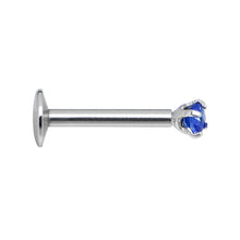 Load image into Gallery viewer, 16G Blue 2mm Gem Internally Threaded Labret Monroe Tragus
