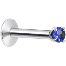 Load image into Gallery viewer, 16G Blue 2mm Gem Internally Threaded Labret Monroe Tragus
