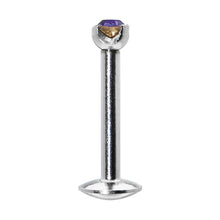 将图片加载到图库查看器，16G Purple 2mm Gem Internally Threaded Labret Monroe Tragus
