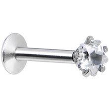 Load image into Gallery viewer, 16G Clear 3mm Star Gem Internally Threaded Labret Monroe Tragus

