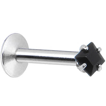 将图片加载到图库查看器，16G Black 3mm Square Gem Internally Threaded Labret Monroe Tragus
