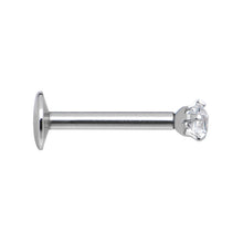 Load image into Gallery viewer, 16G Clear 3mm Square Gem Internally Threaded Labret Monroe Tragus

