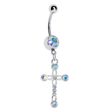 将图片加载到图库查看器，Aurora Cross Dangle Belly Ring
