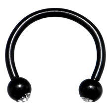 Load image into Gallery viewer, 16G 3/8 Clear Gem Black Anodized Horseshoe Circular Barbell

