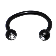 Load image into Gallery viewer, 16G 3/8 Clear Gem Black Anodized Horseshoe Circular Barbell

