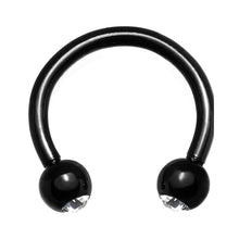 Load image into Gallery viewer, 16G 5/16 Clear Gem Black Anodized Horseshoe Circular Barbell
