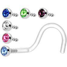 Load image into Gallery viewer, 18G Bioplast CZ Nose Ring Pack Set
