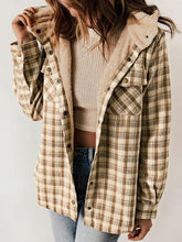 Load image into Gallery viewer, Plaid Snap Down Plush Hooded Jacket Soft &amp; Warm Women Outerwear Cozy And Comfortable Jacket
