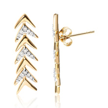 Load image into Gallery viewer, 18K Yellow Gold Plated .925 Sterling Silver 1/5 Cttw Diamond Chevron Arrow Stud Earring (I-J Color, I2-I3 Clarity)
