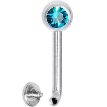 Load image into Gallery viewer, 14G 5mm Zircon Blue Gem Vertical Hood Piercing -3/8 2mm Rise
