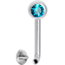 Load image into Gallery viewer, 14G 5mm Zircon Blue Gem Vertical Hood Piercing -3/8 2.5mm Rise
