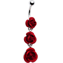 将图片加载到图库查看器，Ruby Red ROSE BOUQUET Dangle Belly Ring
