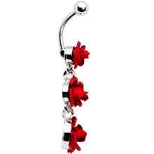 将图片加载到图库查看器，Ruby Red ROSE BOUQUET Dangle Belly Ring
